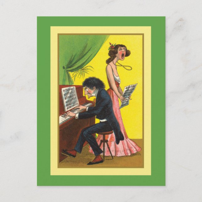 Carte Postale Pianiste et chanteur amusant (Devant)