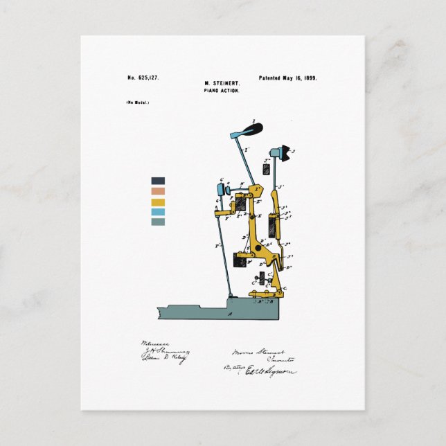 Carte Postale Piano Action - Brevet Max Steinert - Couleur (Devant)