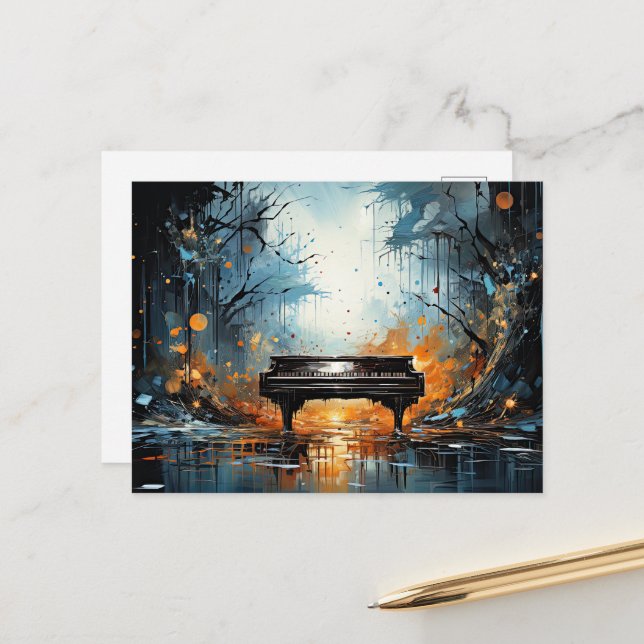 Carte Postale Piano Beauté, imaginaire généré par l'IA, (Devant/Arrière en situation)