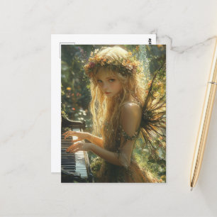 Carte Postale Piano de lecture de blond Fairy