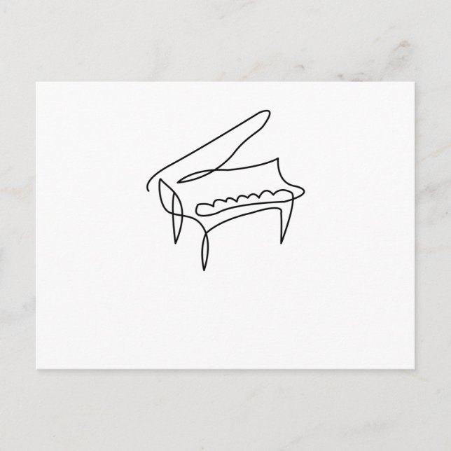 Carte Postale Piano Grand Piano - Dessin ligne unique (Devant)