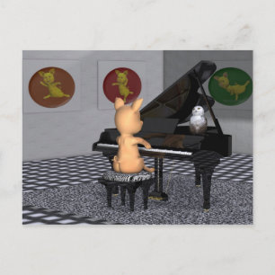 Carte Postale Piano Joli Jouer Piggy
