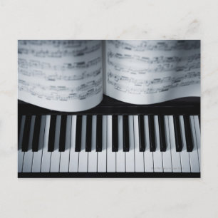 Carte Postale Piano Keys and Music Book