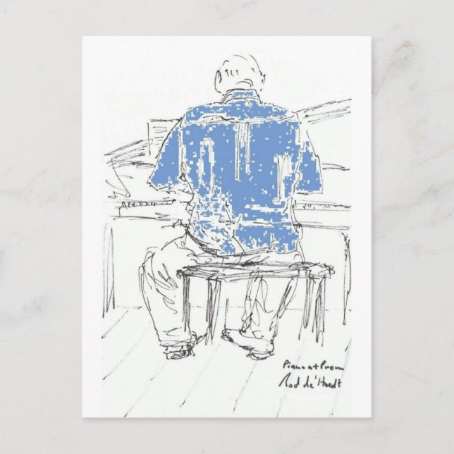 Carte Postale Piano Man en chemise bleue chaque occasion vos mot (Devant)