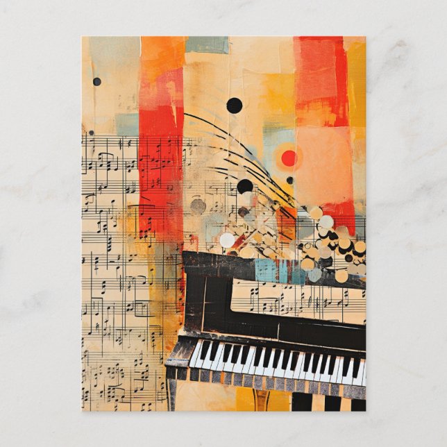 Carte Postale Piano Montage Abstrait (Devant)
