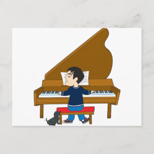 Carte Postale Piano Player et Chien