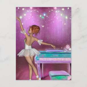 Carte Postale Piano turquoise Pink Peint Arrière - plan & Baller