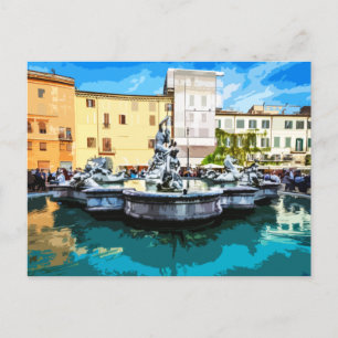 Carte Postale Piazza Navona Fontaine Carré Rome Italie