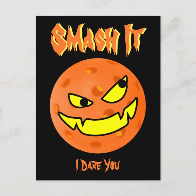 Carte Postale Pickleball Jack oLantern Orange & Black Halloween (Devant)