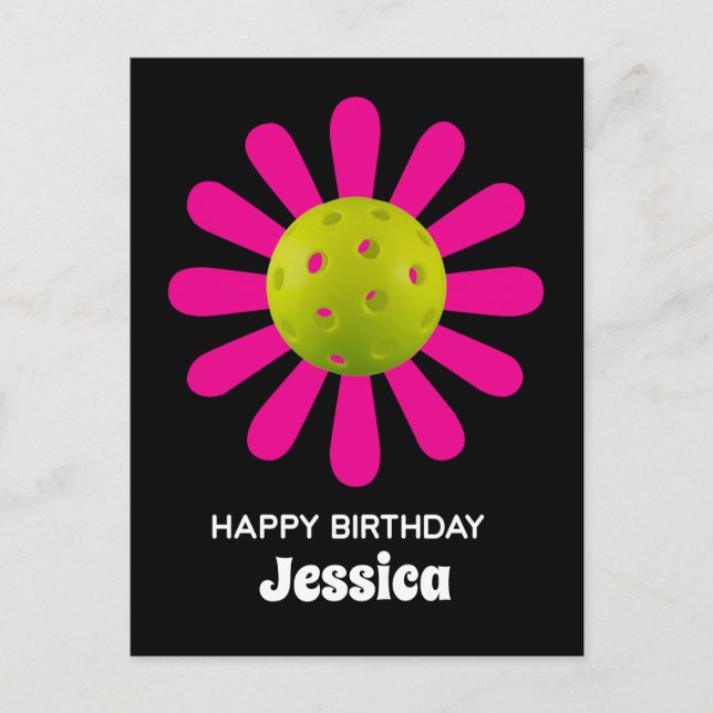 Carte Postale Pickleball Joyeux anniversaire mignon noir personn (Devant)