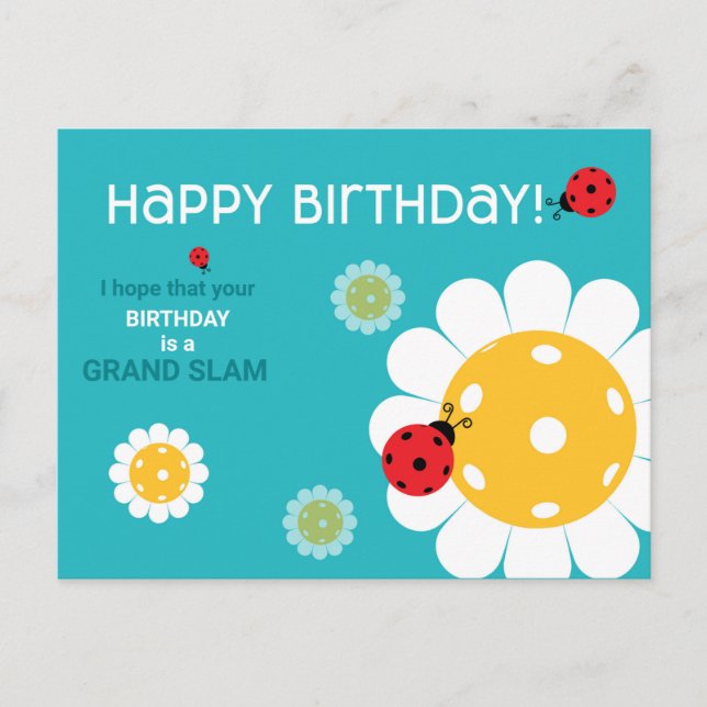 Carte Postale Pickleball Joyeux Anniversaire Turquoise Personnal (Devant)