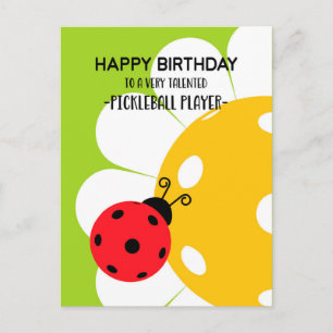 Carte Postale Pickleball Joyeux Anniversaire Vert mignon Personn