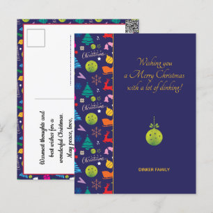 Carte Postale  Pickleball 🎄 Joyeux Noël, texte personnalisé Pos