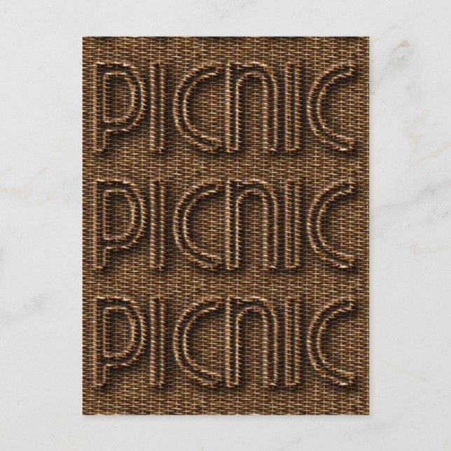 Carte Postale Picnic Funny Wicker Style Typographie Brown (Devant)