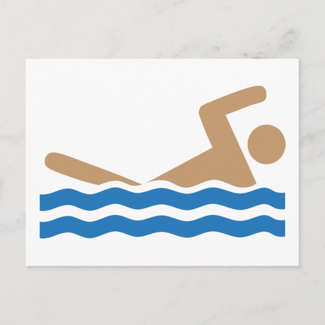 Carte Postale Pictogramme d'icône de natation en couleur (Devant)