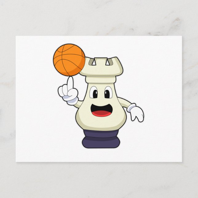 Carte Postale Pièce d'échecs Rook à Basketball Sports (Devant)
