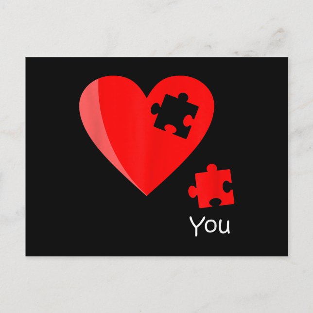 Carte Postale Pièce manquante Puzzle Coeur Valetines Chemise Jou (Devant)