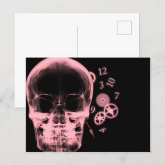 Carte Postale Pièces de crâne et d'horloge à rayons X - Rouge