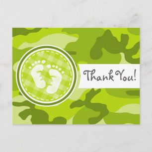 Carte Postale Pieds bébé; camo vert vif, camouflage