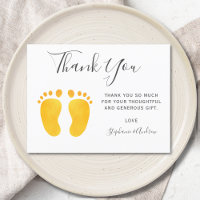 Pieds bébé Merci de Baby shower jaune