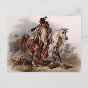 Carte Postale Pieds-Noirs Indien sur le cheval arabe pourchassé