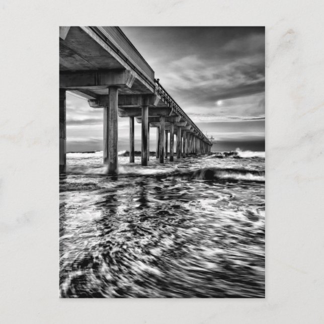 Carte Postale Pier B&W à l'aube, Californie (Devant)