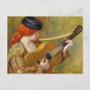 Carte Postale Pierre A Renoir Jeune Espagnole avec une guitare