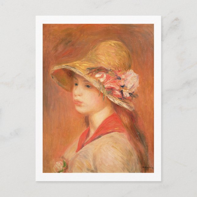 Carte Postale Pierre A Renoir | Jeune femme dans un Casquette (Devant)