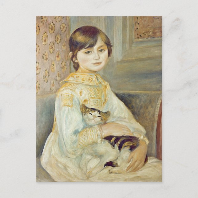 Carte Postale Pierre A Renoir | Julie Manet avec chat (Devant)