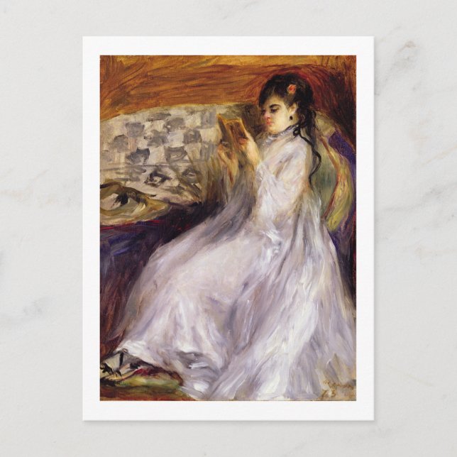 Carte Postale Pierre A Renoir | Lecture jeune femme (Devant)