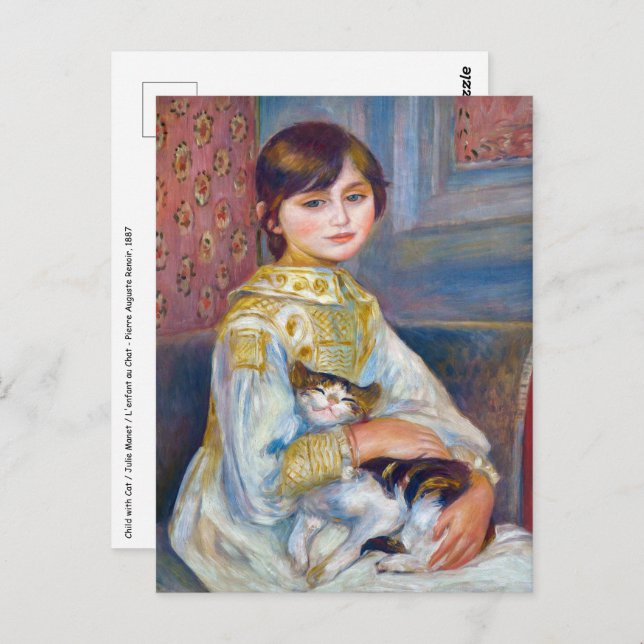 Carte Postale Pierre-Auguste Renoir - Enfant avec chat (Devant / Derrière)