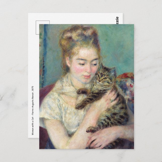 Carte Postale Pierre-Auguste Renoir - Femme avec chat (Devant / Derrière)