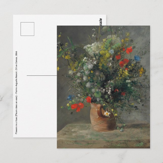 Carte Postale Pierre-Auguste Renoir - Fleurs dans un Vase 1866 (Devant / Derrière)