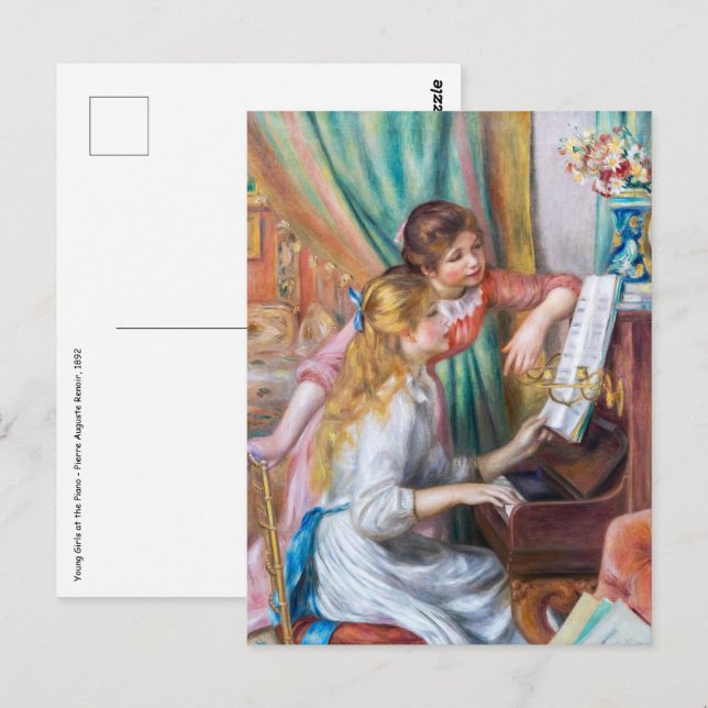 Carte Postale Pierre Auguste Renoir - Jeunes Filles au Piano (Devant / Derrière)