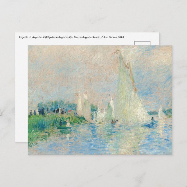 Carte Postale Pierre-Auguste Renoir - Regatta à Argenteuil (Devant / Derrière)