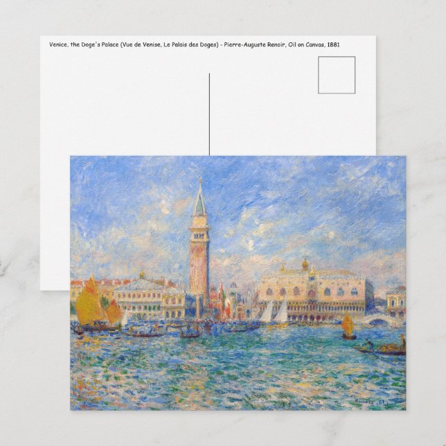 Carte Postale Pierre-Auguste Renoir - Venise, le Palais des Doge (Devant / Derrière)