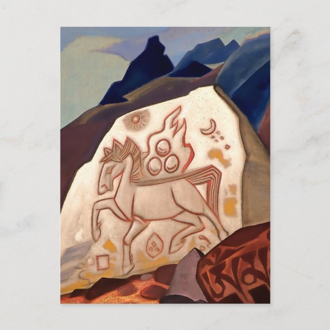 Carte Postale "Pierre blanche - Cheval du Bonheur" par Nicholas  (Devant)