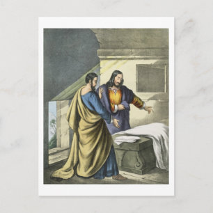 Carte Postale Pierre et Jean au Sépulcre, d'un prin biblique