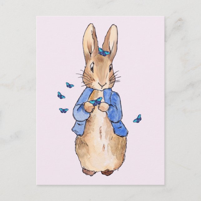 Carte Postale Pierre les papillons bleus du lapin (Devant)