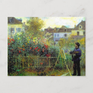 Carte Postale Pierre Renoir- Monet peint dans son jardin