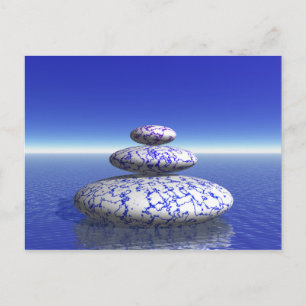 Carte Postale Pierre Zen Bleu violet Océan Amour Paix Inspiratio