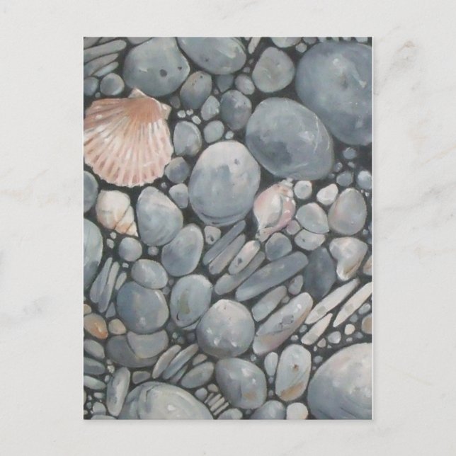 Carte Postale Pierres de plage Coques Galets Rochers Peinture Ar (Devant)