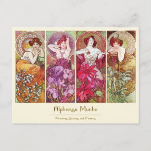 Carte Postale Pierres et fleurs précieuses, Alphonse Mucha