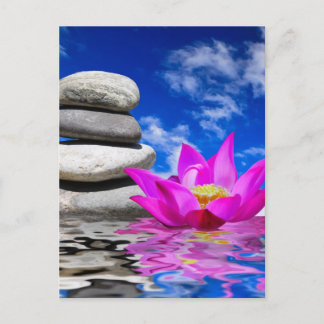 Carte Postale Pierres rocheuses et fleurs de Lotus