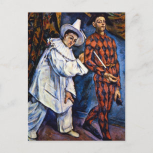 Carte Postale Pierrot et Arlequin, Mardi Gras par Paul Cezanne