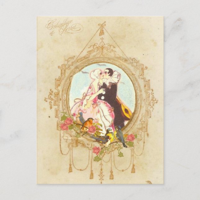 Carte Postale Pierrot et Columbine (Devant)