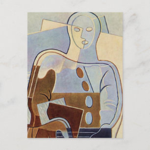 Carte Postale "Pierrot With Guitar" Cuist Painting by Juan Gris