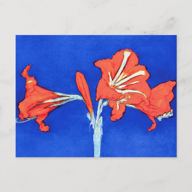 Carte Postale Piet Mondrian - Amaryllis Peinture aux Fleurs (Devant)
