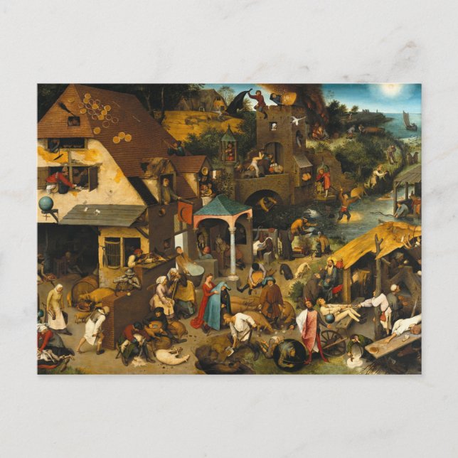 Carte Postale Pieter Bruegel l'Ancien - Les Proverbes flamands (Devant)