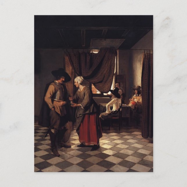 Carte Postale Pieter de Hooch - Payer l'hôtesse (Devant)